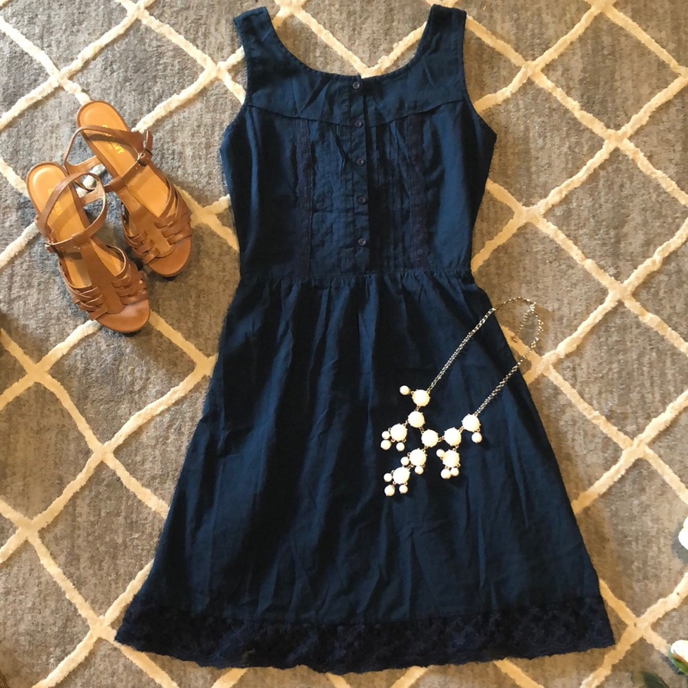 New XS navy ruffle lace Maurices dress